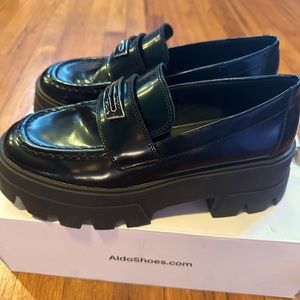 ALDO black leather loafers
